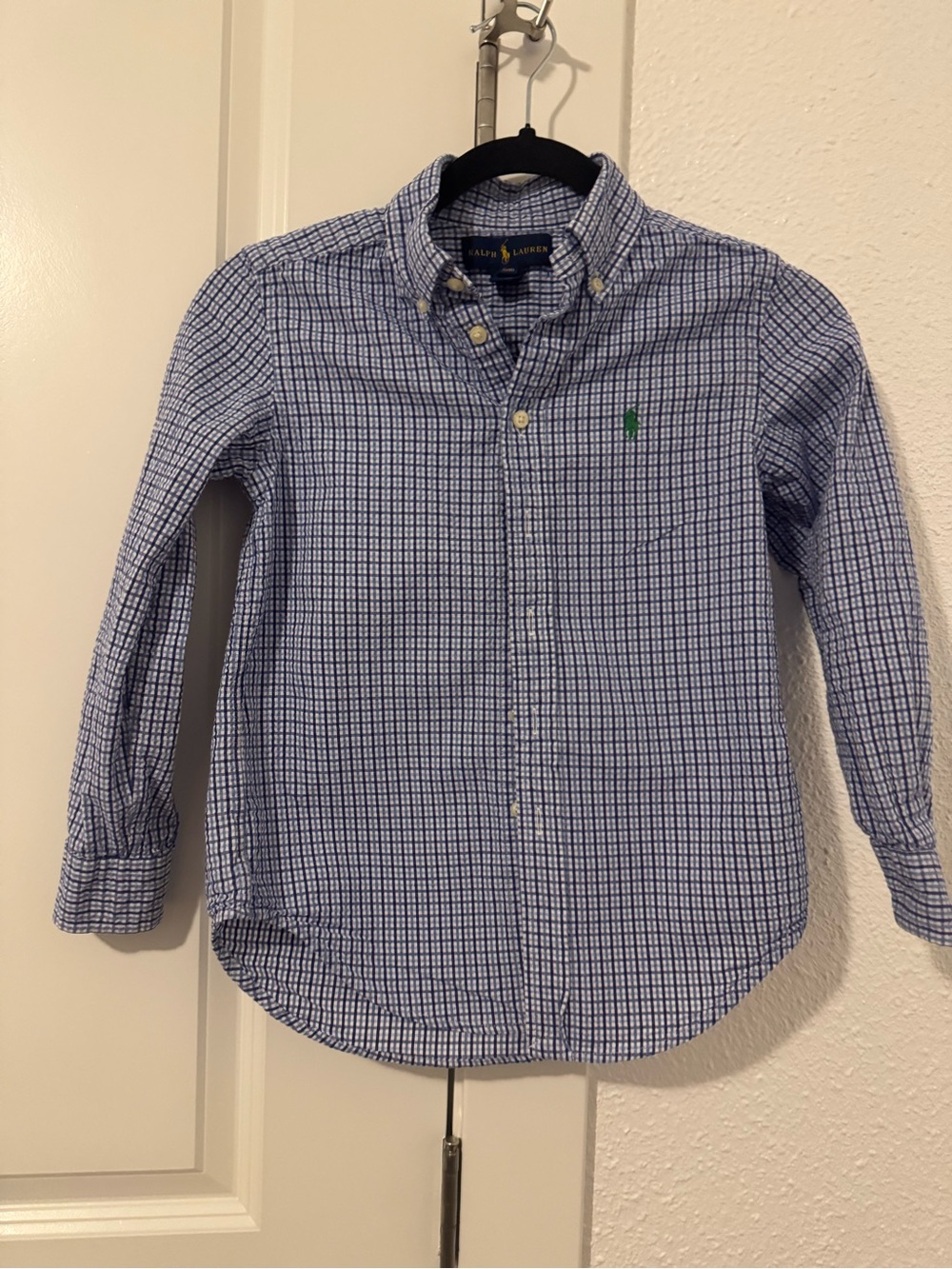 Boys Ralph Lauren Boys' Blue Plaid Button-Down Shirt Small (8)